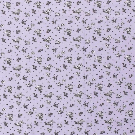 Tissu Popeline Imprimé Fleurettes Lilas 