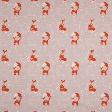 Tissu Jersey Coton Imprimé Fox Baby Rose