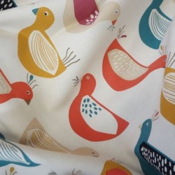 Tissu Bachette Imprimé Cocotte Beige 