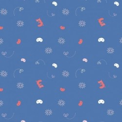 Tissu Jersey Coton Imprimé Pigs Bleu