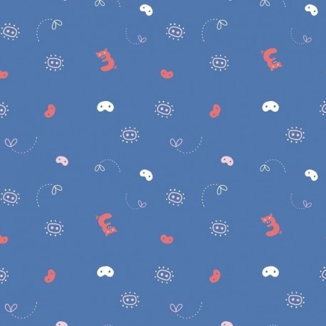 Tissu Jersey Coton Imprimé Pigs Bleu