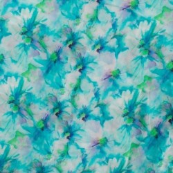 Tissu Marocain Imprimé Digital Fleurs Aqua Green 