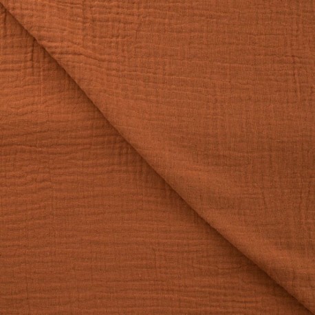 Tissu Double Gaze Uni Marron 