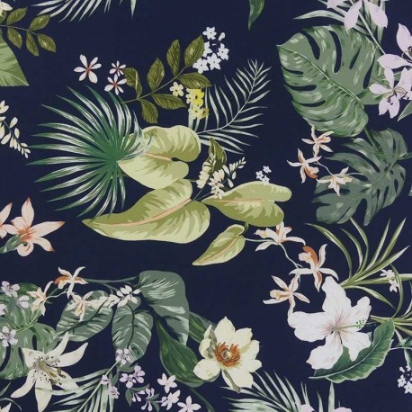 Tissu Crepe Souple Imprimé Marine 
