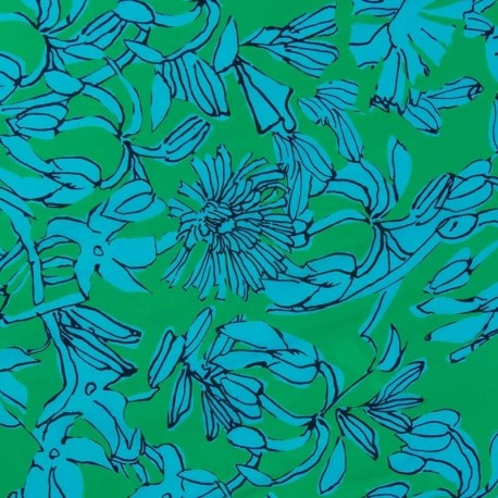 Tissu Viscose Imprimé Vert 