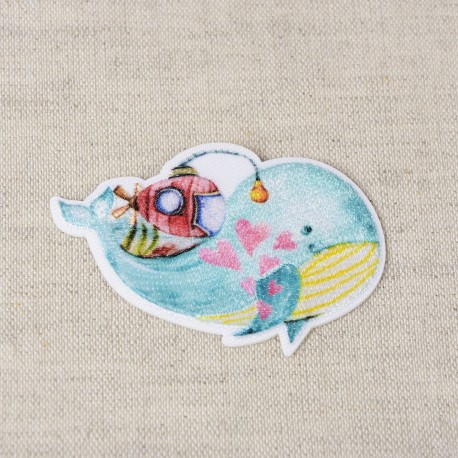 Ecusson monde pastel - Baleine bleue