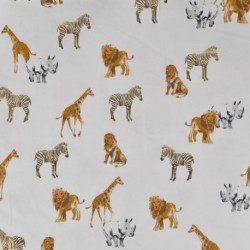 Tissu Jersey Coton Foil Safari Ecru 