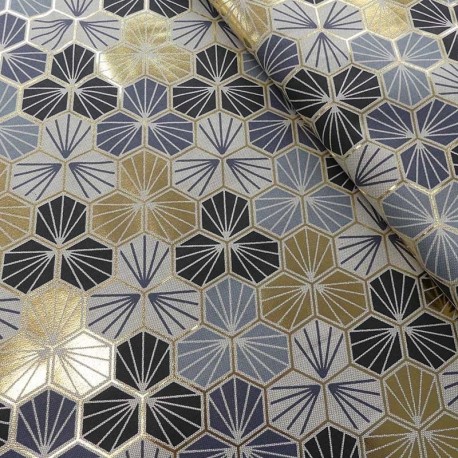 Tissu toile Faro Foil Gris gold