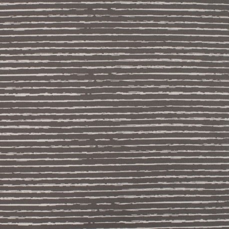 Tissu Jersey Coton Rayures Gris 