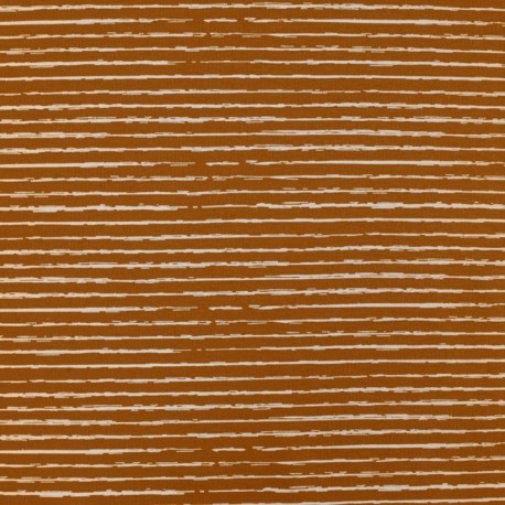 Tissu Jersey Coton Rayures Caramel 