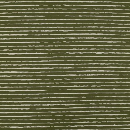 Tissu Jersey Coton Rayures Vert Army