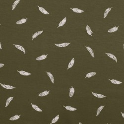 Tissu Jersey Coton Plume Vert Army