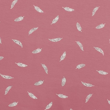 Tissu Jersey Coton Plume Rose