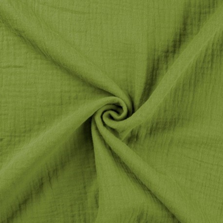 Tissu Double Gaze Uni Vert 