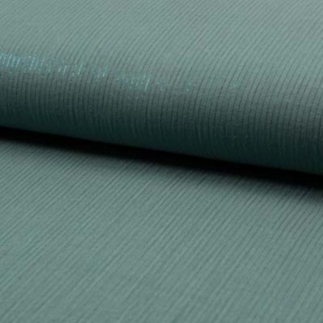 Tissu Double Gaze Lurex Uni Bleu Vert 