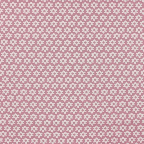 Tissu Imprime Paquerette Vieux Rose