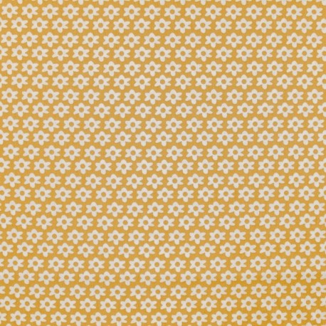 Tissu Imprime Paquerette Ocre 
