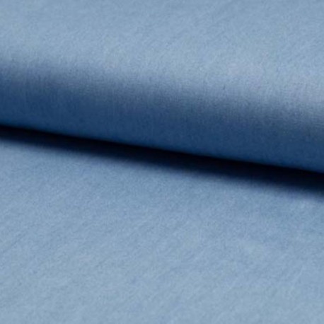 Tissu Chambray Uni Bleu Blanchi 