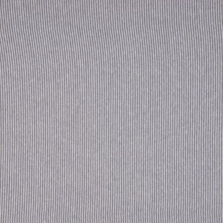 Tissu Bord Cote Rayure Gris Clair/Blanc 2mm