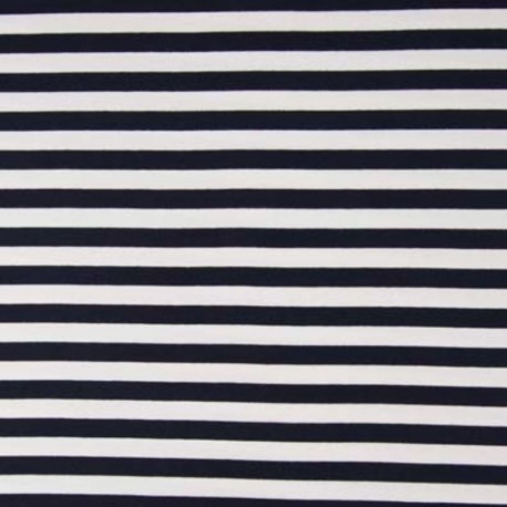 Tissu Sweat Tisse Teint Rayures Navy 