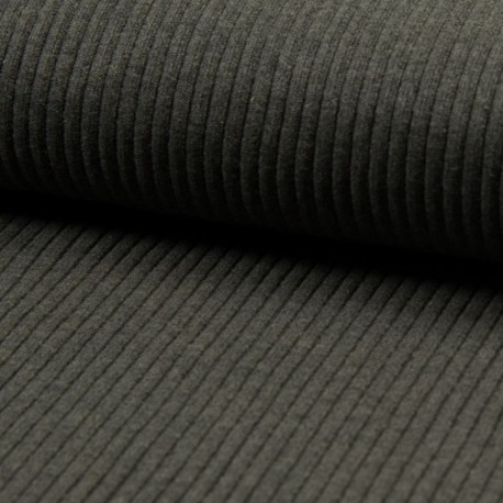 Tissu Maille Bord Côte Gris Foncé Chiné