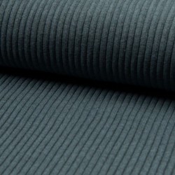 Tissu Maille Bord Côte Bleu Chiné