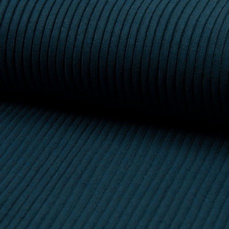 Tissu Maille Bord Côte Pétrole Chiné