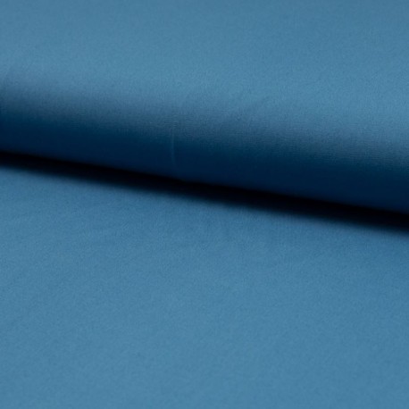 Tissu Popeline Unie Coloris Jeans