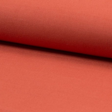 Tissu Popeline Unie Brique
