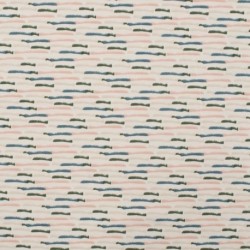 Tissu Jersey Coton Stripes Bleu
