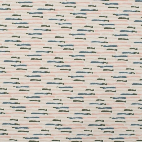 Tissu Jersey Coton Stripes Bleu