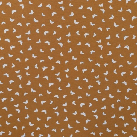 Tissu Jersey Coton Butterflies Caramel 