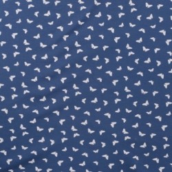 Tissu Jersey Coton Butterflies Bleu Jean