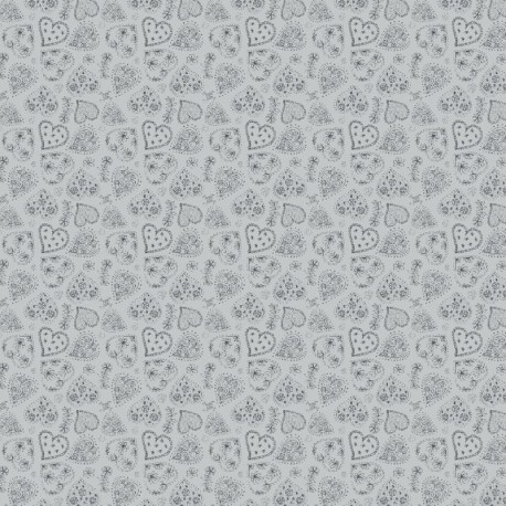 Tissu Popeline Imprimée Zinnia Gris 