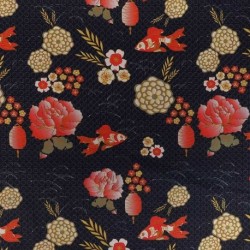 Tissu Coton Imprimé Yozu Noir