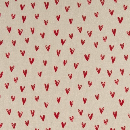 Tissu Toile Demi Panama Coeur Fond Lin Lurex 