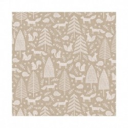 Tissu Toile Demi Panama Foret Animal Fond Lin 