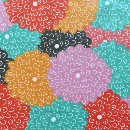 Tissu Enduit Imprimé Hortensia Multicolor 