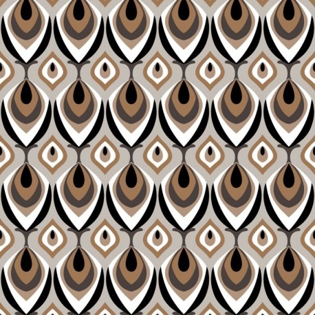 Tissu Satin Polyester Imprimé Goutte Caramel 