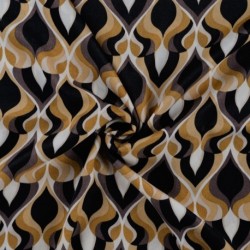 Tissu Satin Polyester Imprimé Goutte Caramel