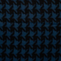 Tissu Satin Polyester Imprimé Pied de Poule Petrole 