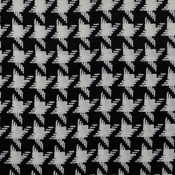 Tissu Satin Polyester Imprimé Pied de Poule Noir 