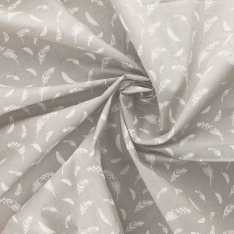 Tissu Plume Coton 57fils Gris 