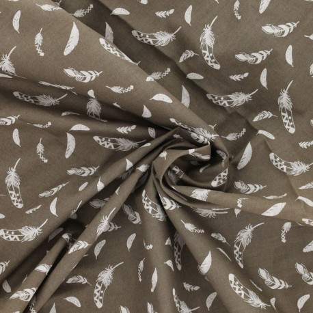 Tissu Plume Coton 57fils Taupe 