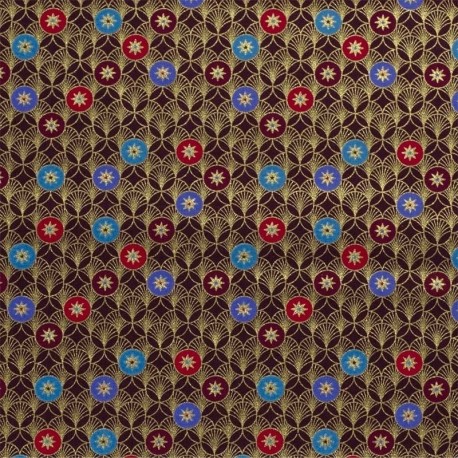 Tissu Popeline Imprimé Etoile Aubergine 