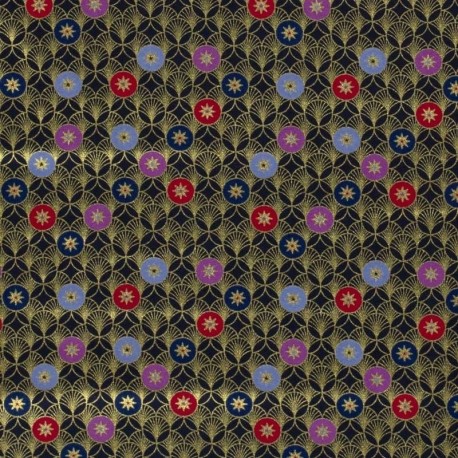 Tissu Popeline Imprimé Etoile Bleu Marine