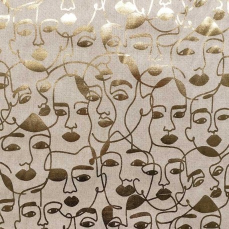 Tissu Toile Visage Foil Gold 