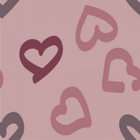 Tissu Polaire Jacquard Coeur Fond Rose 