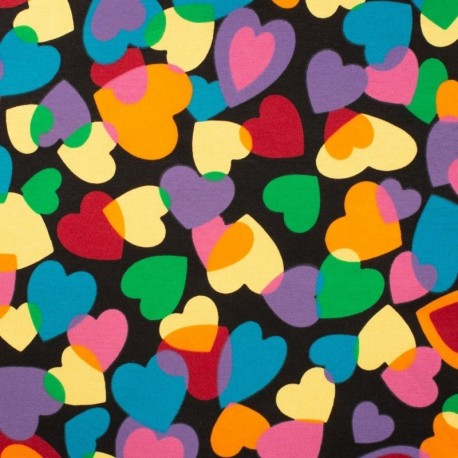 Tissu Polaire Coeur Mutlicolor