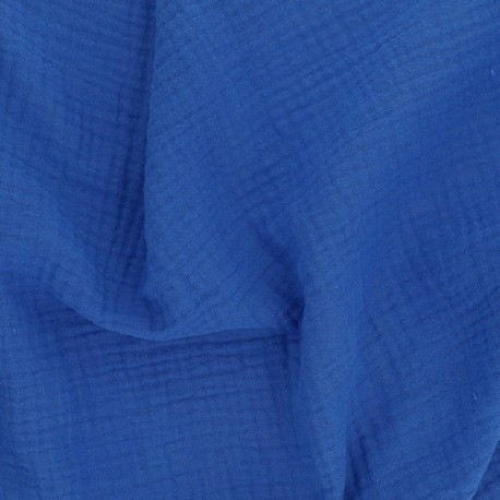 Tissu Francine Double Gaze Unie Bleu Roi 